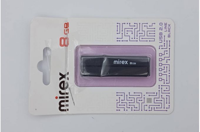 Флешка USB 2.0 Mirex LINE BLACK 8GB (ecopack) (УЦЕНКА! МЯТАЯ УПАКОВКА)