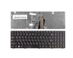 Клавиатура для ноутбука Lenovo Ideapad G580, G585, N580, P585, V580 Series. Плоский Enter. Черная, с черной рамкой. PN: AELZ3700060.