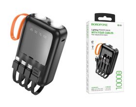 Универсальный дополнительный аккумулятор Power Bank BOROFONE BJ60 Rapid power bank 4 кабеля (10000 mAh) (черный)