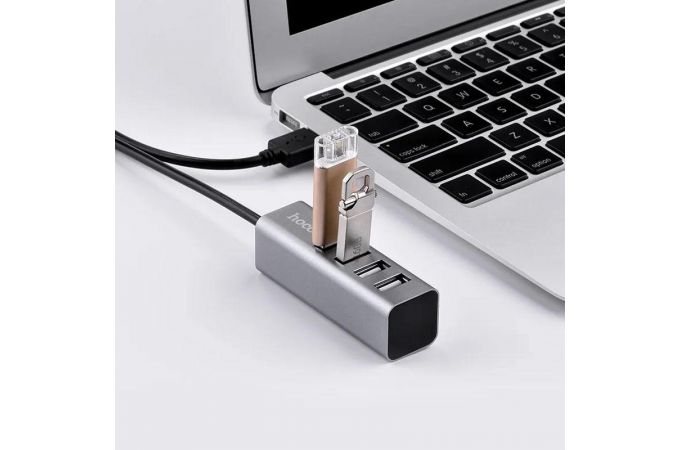 Разветвитель USB HUB 2.0 HOCO HB1 на 4 порта (Space Gray)