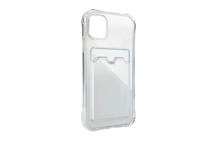 чехол силиконовый iPhone 12 Pro прозрачная с отделением под карту
