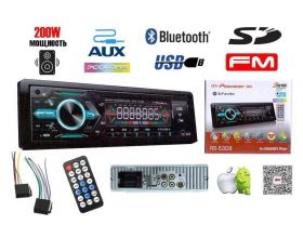 Автомагнитола 4401 1DIN (RGB, Bluetooth, FM, AUX, USB, SD, Пульт ДУ на руль, провода для подк.)