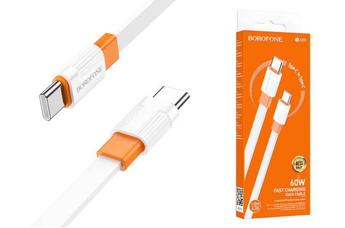 Кабель USB - USB Type-C BOROFONE BX89 3A (бело-оранжевый) 1м