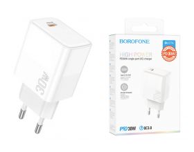 Сетевое зарядное устройство USB-C BOROFONE BA77A PD 30W (белый)