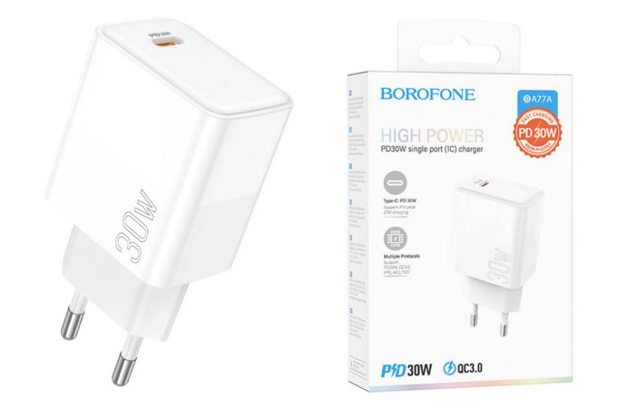 Сетевое зарядное устройство USB-C BOROFONE BA77A PD 30W (белый)