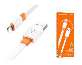 Кабель USB - Lightning BOROFONE BX89 2,4A (бело-оранжевый) 1м