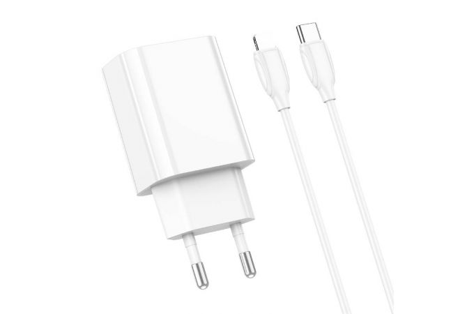 Сетевое зарядное устройство USB-C + кабель Lightning - Type-C BOROFONE BA65A  charger PD20W (белый)