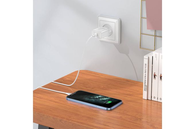 Сетевое зарядное устройство USB-C + кабель Lightning - Type-C BOROFONE BA65A  charger PD20W (белый)