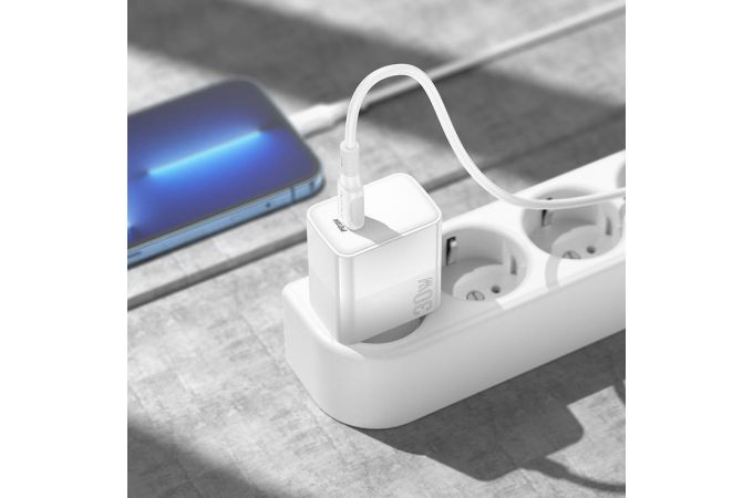 Сетевое зарядное устройство USB-C + кабель Lightning - Type-C BOROFONE BA77A  charger PD30W (белый)