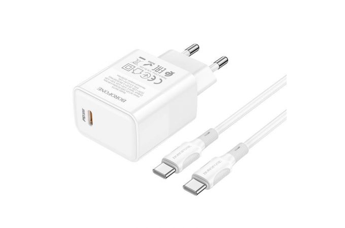 Сетевое зарядное устройство USB-C + кабель Type-C BOROFONE BA77A PD30W (белый)
