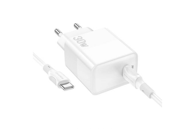 Сетевое зарядное устройство USB-C + кабель Type-C BOROFONE BA77A PD30W (белый)