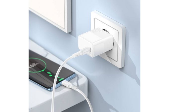 Сетевое зарядное устройство USB-C + кабель Type-C BOROFONE BA77A PD30W (белый)