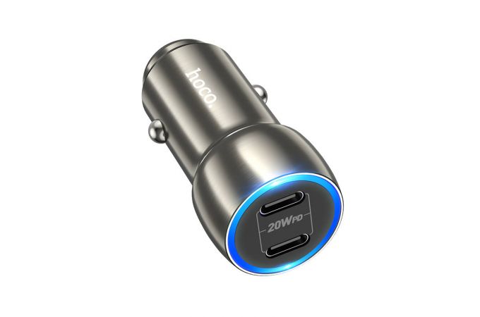 Автомобильное зарядное устройство АЗУ 2USB-C HOCO Z48 Tough 40W (серый)