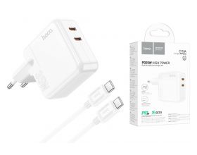 Сетевое зарядное устройство 2USB-C + кабель Type-C-Type-C HOCO C110A Luckyl PD35W + QC3.0 (белый)