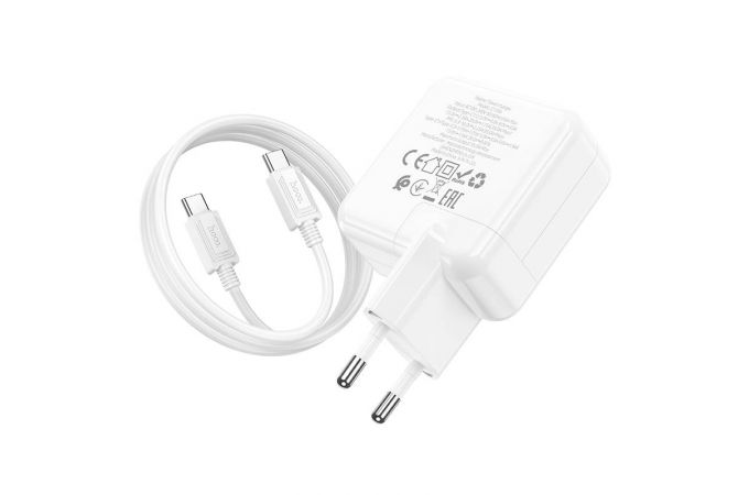 Сетевое зарядное устройство 2USB-C + кабель Type-C-Type-C HOCO C110A Luckyl PD35W + QC3.0 (белый)