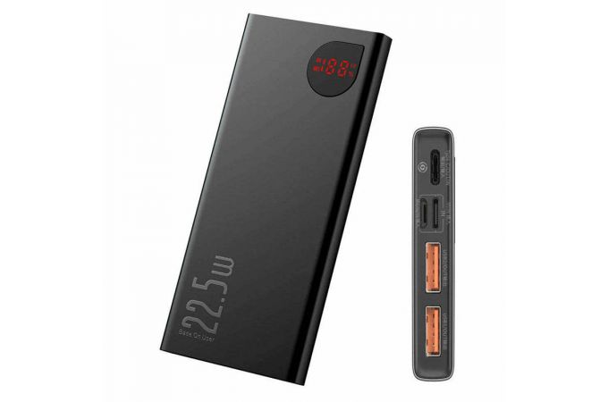 Универсальный дополнительный аккумулятор Power Bank BASEUS Adaman Metal Digital Display Quick Charge 10000mAh 22.5W Black (черный)