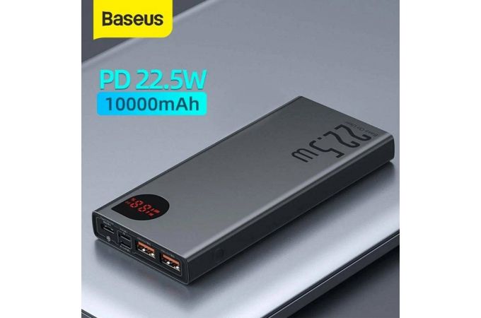 Универсальный дополнительный аккумулятор Power Bank BASEUS Adaman Metal Digital Display Quick Charge 10000mAh 22.5W Black (черный)