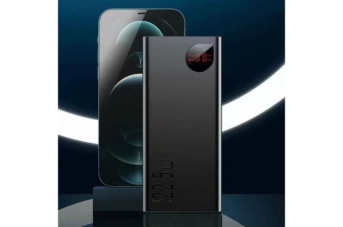 Универсальный дополнительный аккумулятор Power Bank BASEUS Adaman Metal Digital Display Quick Charge 10000mAh 22.5W Black (черный)