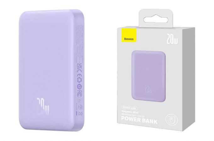 Универсальный дополнительный аккумулятор Power Bank BASEUS Magnetic Mini Wireless Fast Charge 10000mAh (20W) Purple