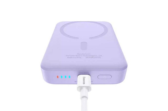 Универсальный дополнительный аккумулятор Power Bank BASEUS Magnetic Mini Wireless Fast Charge 10000mAh (20W) Purple