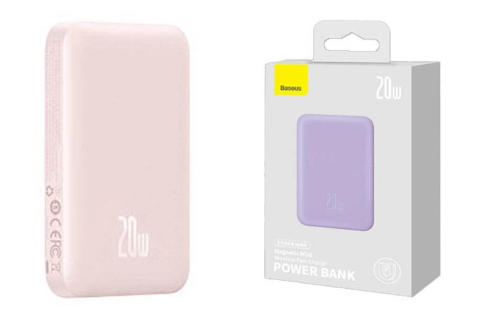 Универсальный дополнительный аккумулятор Power Bank Baseus Magnetic Mini Wireless Fast Charge 10000mAh (20W) Pink