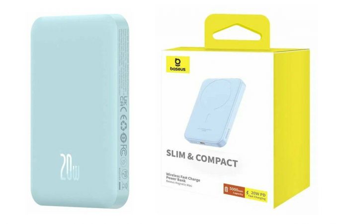 Универсальный дополнительный аккумулятор Power Bank Baseus Magnetic Mini Wireless Charge 5000mAh (20W) Blue