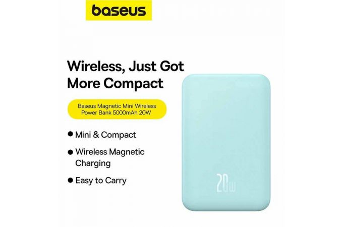 Универсальный дополнительный аккумулятор Power Bank Baseus Magnetic Mini Wireless Charge 5000mAh (20W) Blue