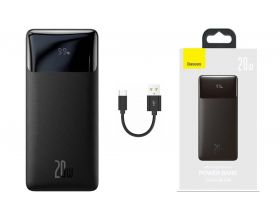 Универсальный дополнительный аккумулятор Power Bank Baseus Bipow Digital Display Fast Charge 30000mAh 20W Black (черный) （Cable USB to Micro 25cm Black (черный)）