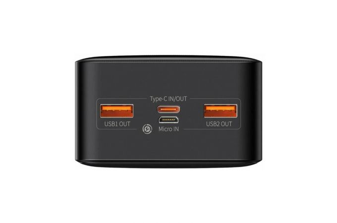 Универсальный дополнительный аккумулятор Power Bank Baseus Bipow Digital Display Fast Charge 30000mAh 20W Black (черный) （Cable USB to Micro 25cm Black (черный)）