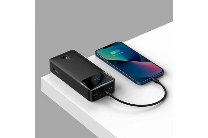 Универсальный дополнительный аккумулятор Power Bank Baseus Bipow Digital Display Fast Charge 30000mAh 20W Black (черный) （Cable USB to Micro 25cm Black (черный)）