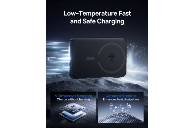 Универсальный дополнительный аккумулятор Power Bank Baseus Magnetic Mini Wireless Fast charging Qi2 10000mAh 22.5W + кабель Type-c 30cm Shadow Gray
