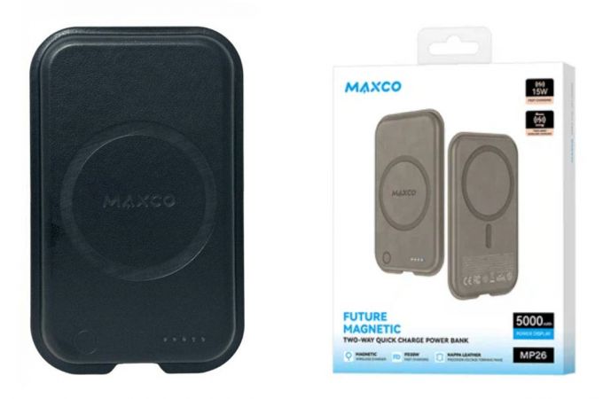 Универсальный дополнительный аккумулятор Power Bank MAXCO MP26 Magnetic Two-Way Quick Charge (5000mAh) Black (черный)