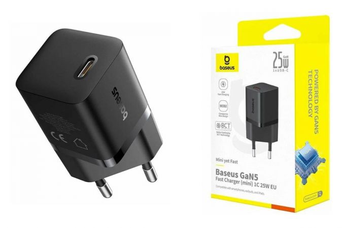 Сетевое зарядное устройство USB-C BASEUS GaN5 Fast Charger (mini) 25W (EU) Cluster Black