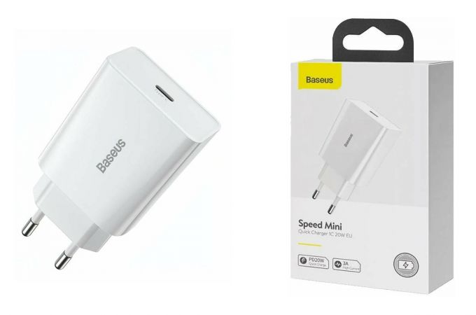 Сетевое зарядное устройство USB-C Baseus Speed Mini Quick Charger 20W EU White
