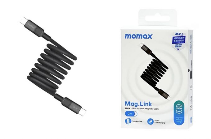 Кабель USB Type-C - USB Type-C MOMAX DC62D 100W 2M Magnetic cable Black