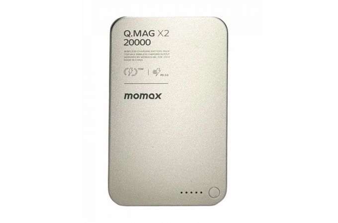 Универсальный дополнительный аккумулятор Power Bank MOMAX Q.Mag X2 (20000mAh) Magnetic Wireless (IP133CNE) Titanium