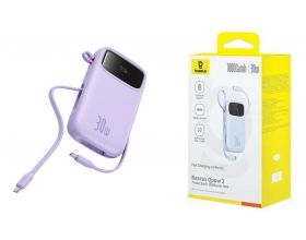 Универсальный дополнительный аккумулятор Power Bank BASEUS Fast Charging 10000mAh 30W (With 2xCable T.C T.C) Purple