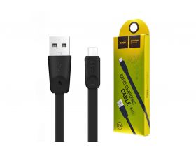 Кабель USB - MicroUSB HOCO X9 2,4A (черный) 1м (плоский)