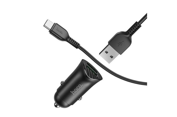 Автомобильное зарядное устройство АЗУ 2USB + кабель Type-C HOCO Z39 Farsighted 2400mAh QC3.0 (черный)
