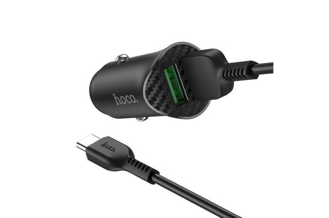 Автомобильное зарядное устройство АЗУ 2USB + кабель Type-C HOCO Z39 Farsighted 2400mAh QC3.0 (черный)