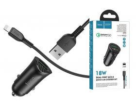 Автомобильное зарядное устройство АЗУ 2USB + кабель Lightning HOCO Z39 (черный)