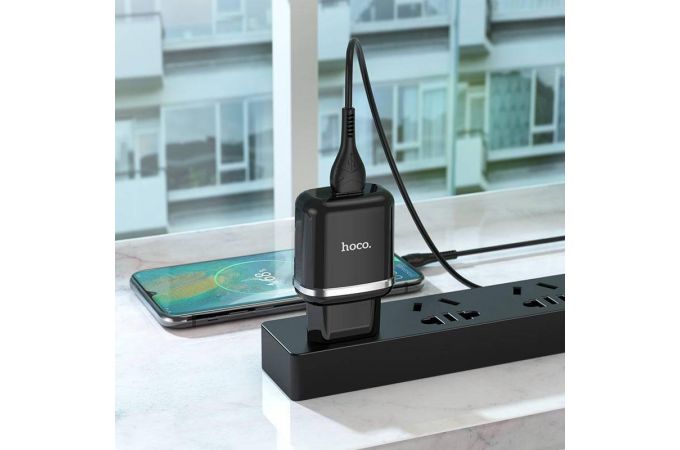 Сетевое зарядное устройство USB + кабель Type-C HOCO N3 Special stngle port QC 3.0 (черный)
