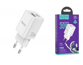 Сетевое зарядное устройство USB-C HOCO N13 Bright PD 30W+QC3.0 (белый)