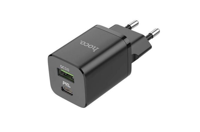 Сетевое зарядное устройство USB-C HOCO N13 Bright PD 30W+QC3.0 (черный)