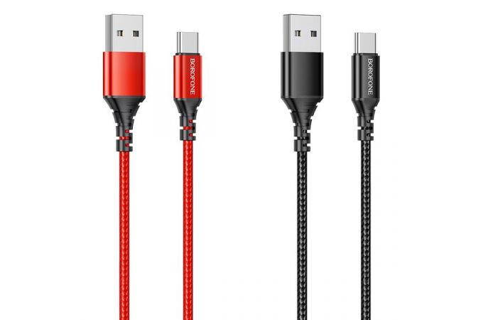 Кабель USB - USB Type-C BOROFONE BX54, 2,4A (черный) 1м (в оплетке)