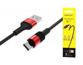 Кабель USB - USB Type-C BOROFONE BX21, 3A (красный) 1м (в оплетке)