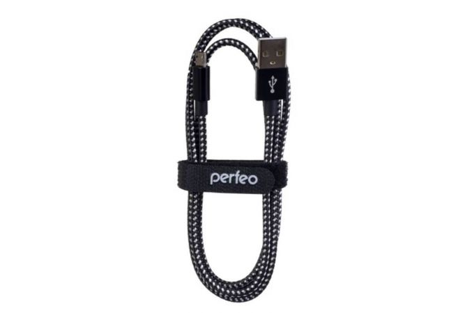 Кабель USB - MicroUSB PERFEO черно-белый, длина 1 м. (U4801)