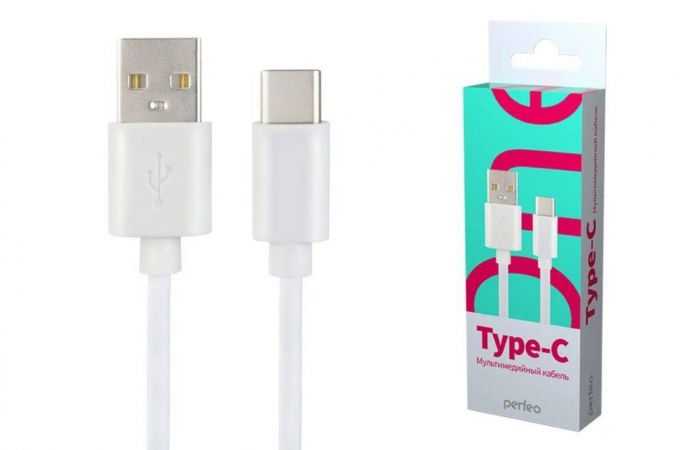 Кабель USB - USB Type-C PERFEO белый, длина 1 м., бокс (U4704)