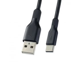 Кабель USB - USB Type-C PERFEO силикон, черный, длина 1 м. (U4907)