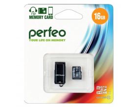 Карта памяти microSD Perfeo 16GB High-Capacity (Class 10) + USB Reader